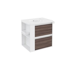 B-Smart Mueble 2 cajones con lavabo de porcelana 60 cm Blanco Fresno