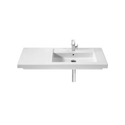 Prisma Lavabo de porcelana mural o de sobremueble cubeta derecha Blanco