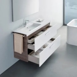 Prisma Lavabo de porcelana mural/sobre encimera tina izquierda Blanco