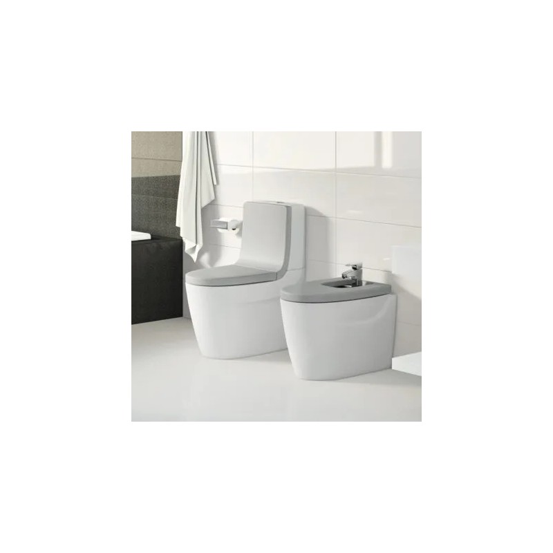 Khroma Taza adosada a pared con salida dual para inodoro dos piezas Blanca