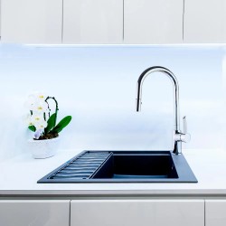 Monomando de cocina con caño alto metálico 2 jets extraíble minimalista Cromo