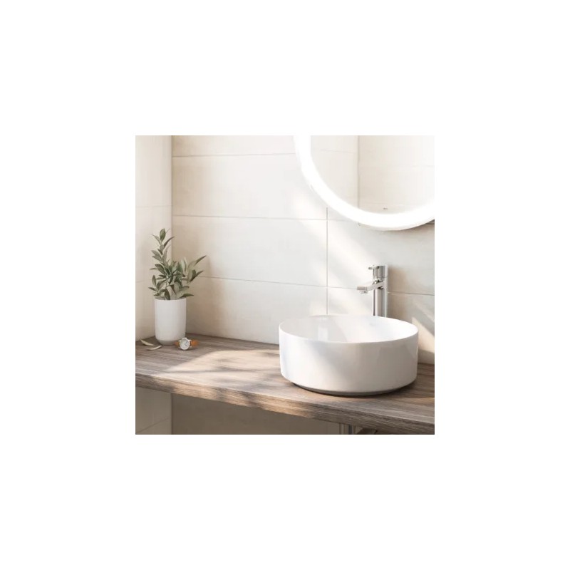 Naia Mezclador monomando para lavabo con caño alto desagüe click-clack cold start Cromo