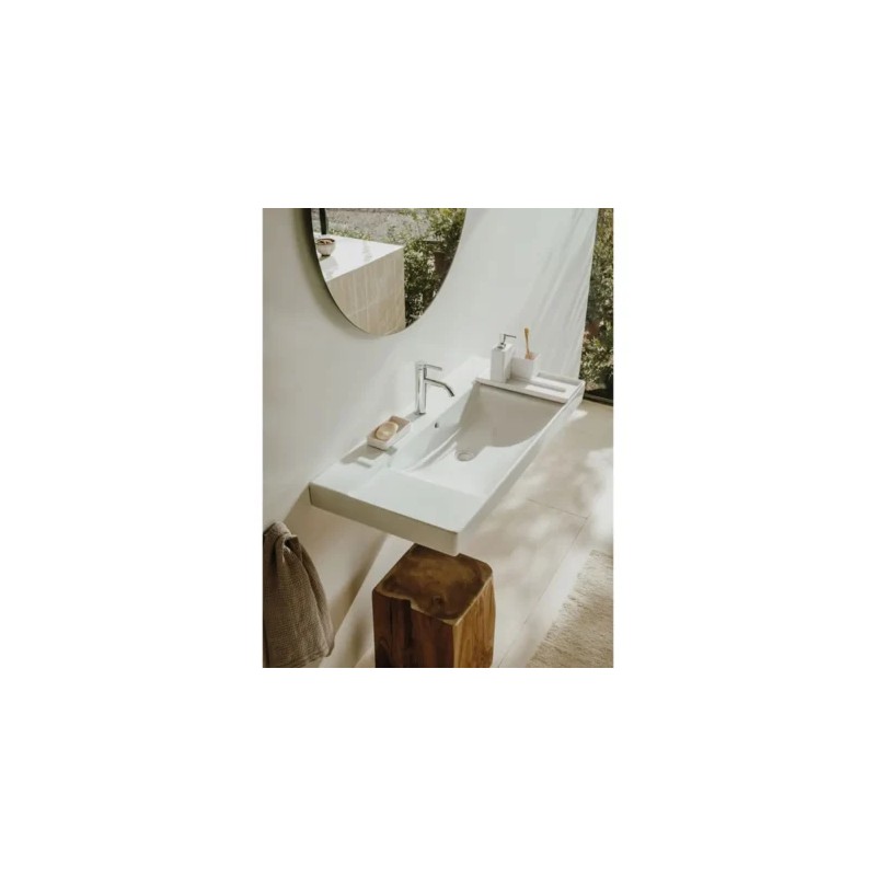 Ona Lavabo de porcelana mural para pedestal o semi-pedestal Blanco Brillo