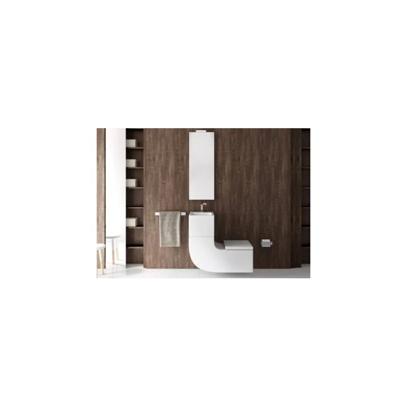 W+W Inodoro y lavabo suspendido (incluye tapa y grifería de lavabo) Blanco