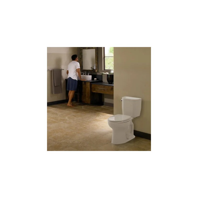 Entrada™ inodoro alargado con acoplamiento cerrado 1.28GPF Algodón