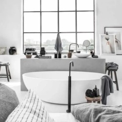 Atlantis Tina de pie Solid Surface Blanco Tiza