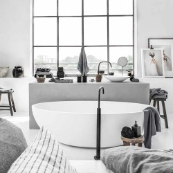 Atlantis Tina de pie Solid Surface Blanco Tiza