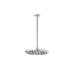 S22 Rociador Ø 200 mm con brazo a techo 330 mm largo Inox Cepillado