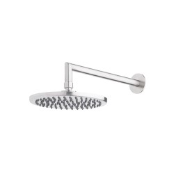 S22 Rociador Ø 200 mm con brazo a muro 380 mm Inox Cepillado