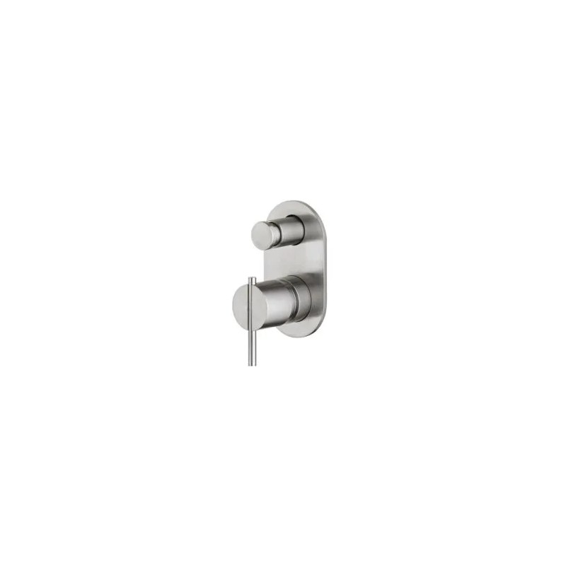 S22 Mezclador para baño-ducha a muro 2 vías y desviador Inox Cepillado