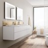 Beyond Unik mueble base 160 cm con cuatro cañones y lavabo doble de Surfex Blanco Brillo