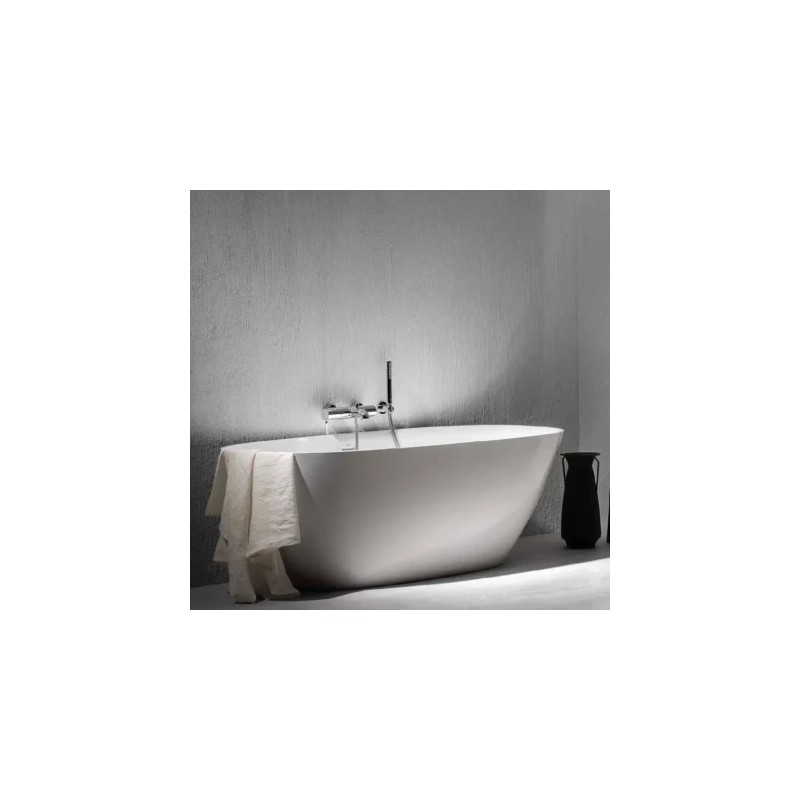 Ariane Bañera de Stonex oval con desagüe click-clack y sifón Blanco