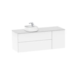 Beyond Mueble base 140 cm para lavabo de 455 mm sobre encimera izquierda Blanco Brillo