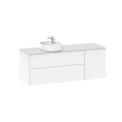 Beyond Mueble base 140 cm para lavabo de 455 mm sobre encimera izquierda Blanco Brillo
