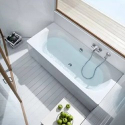 Duo Plus Ba?era de fondo rectangular con fondo antideslizante Blanco